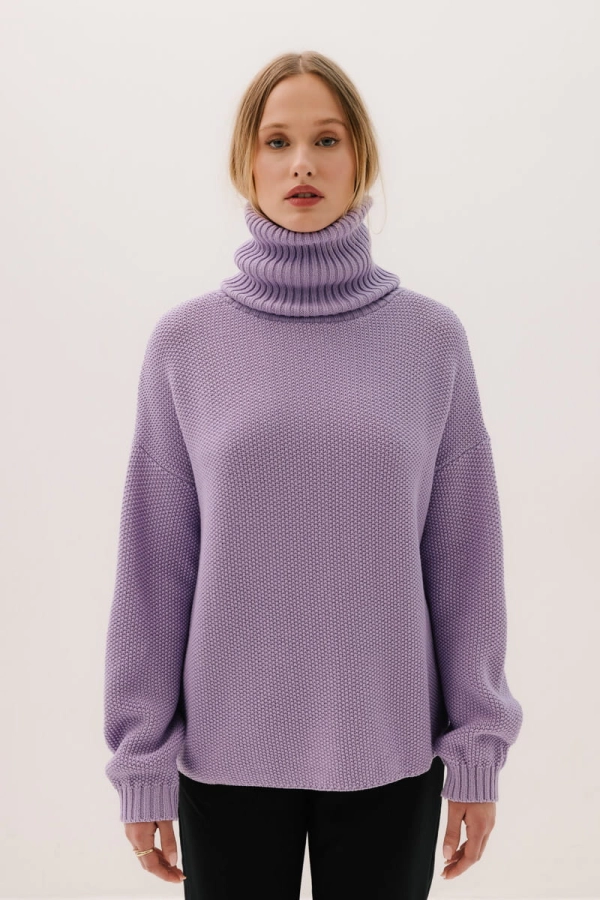 Golf Ella z wełny merino, fioletowy