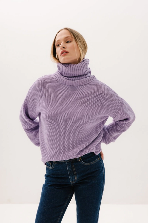 Golf Ella z wełny merino, fioletowy