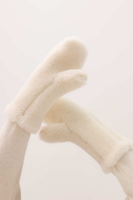 Rękawice Cieplej się nie da wełniane, kremowe