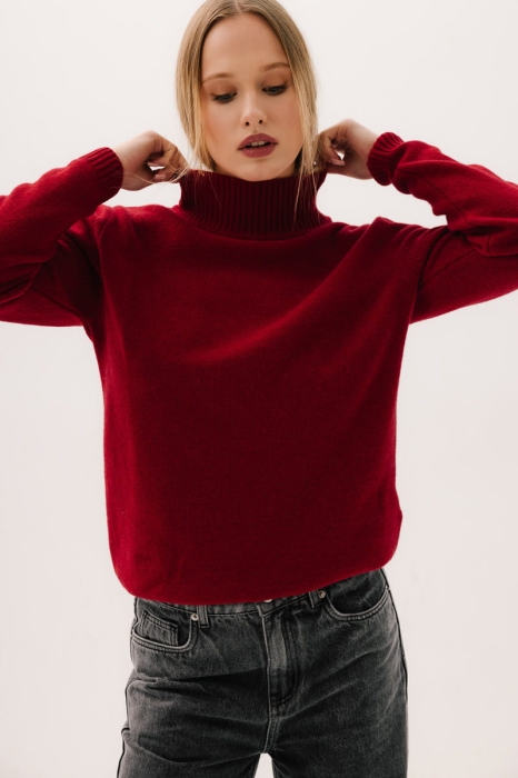 Sweter Mild wełniany, czerwony