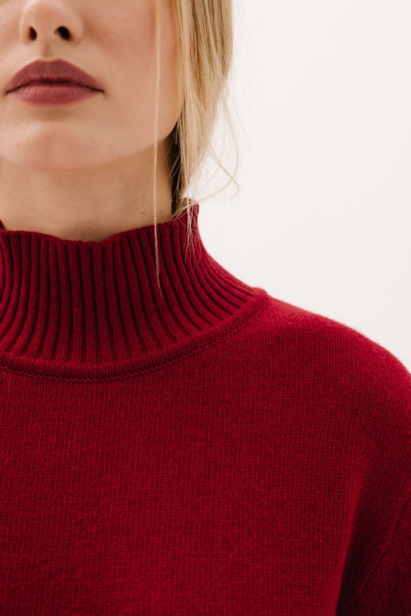 Sweter Mild wełniany, czerwony