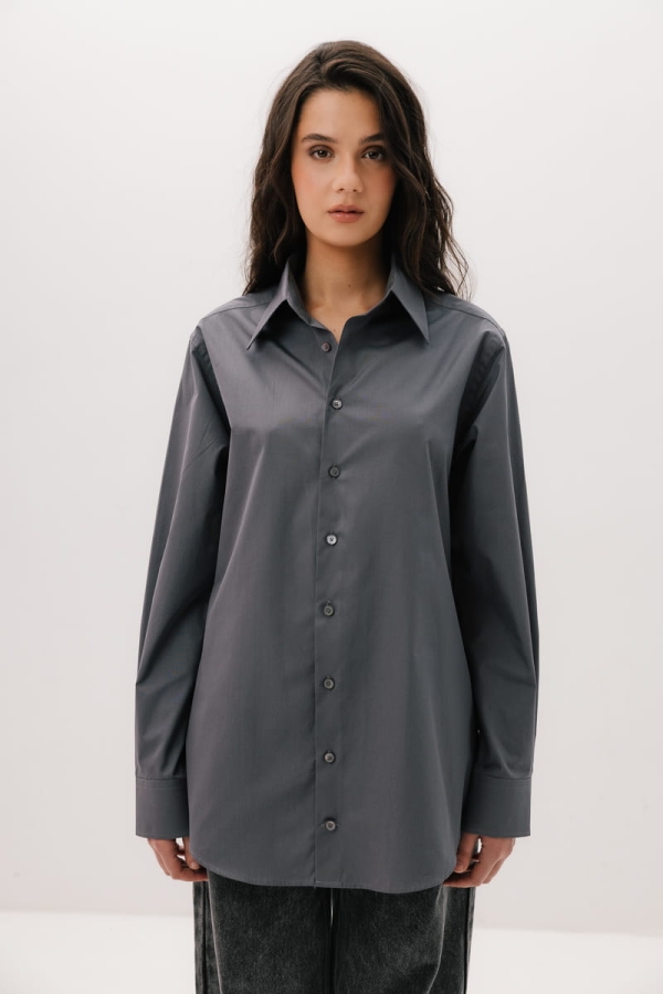 Koszula Boyfriend Shirt Oversize bawełniana, szara
