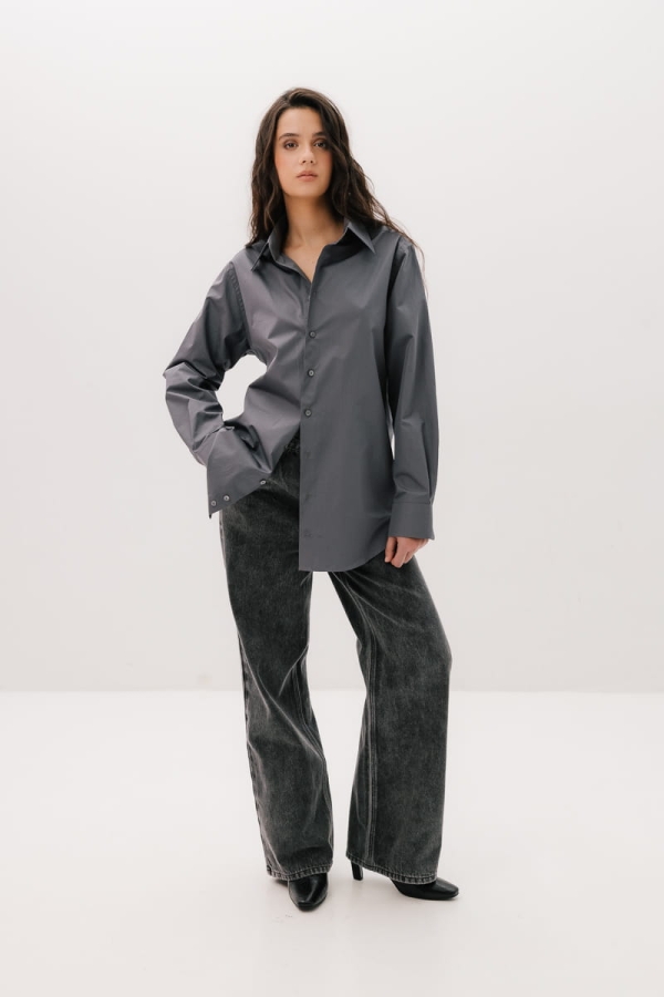 Koszula Boyfriend Shirt Oversize bawełniana, szara