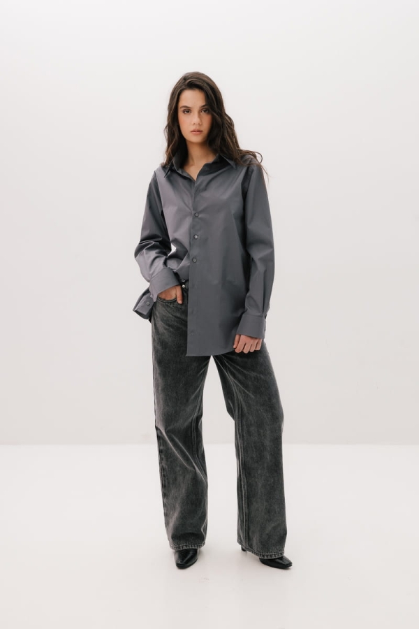 Koszula Boyfriend Shirt Oversize bawełniana, szara