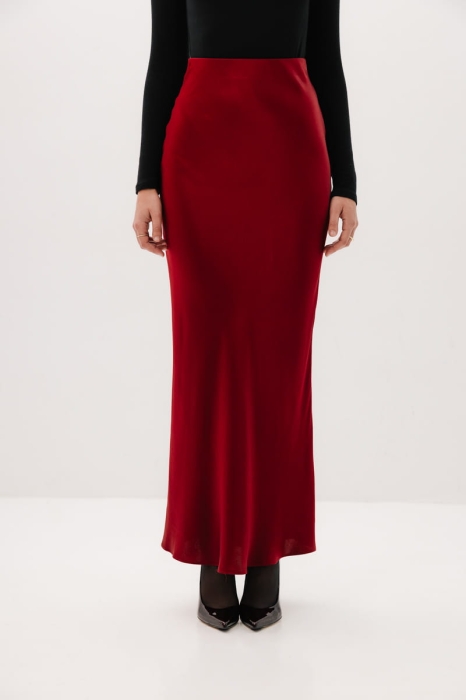 Spódnica Raven wiskozowa, bordowa