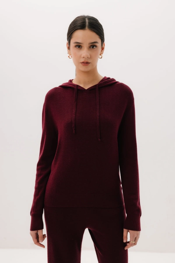 Bluza Merinowear z wełny merino, bordowa