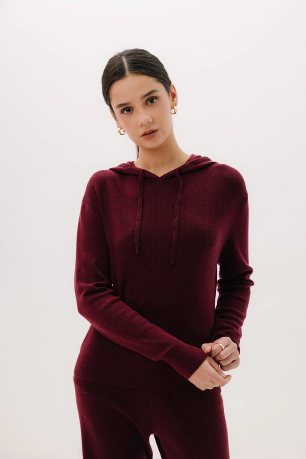 Bluza Merinowear z wełny merino, bordowa