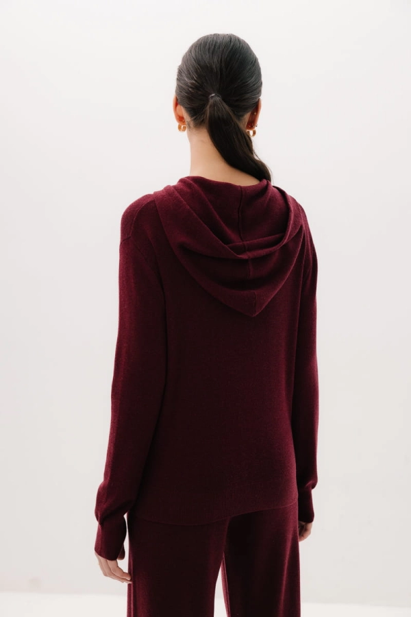 Bluza Merinowear z wełny merino, bordowa