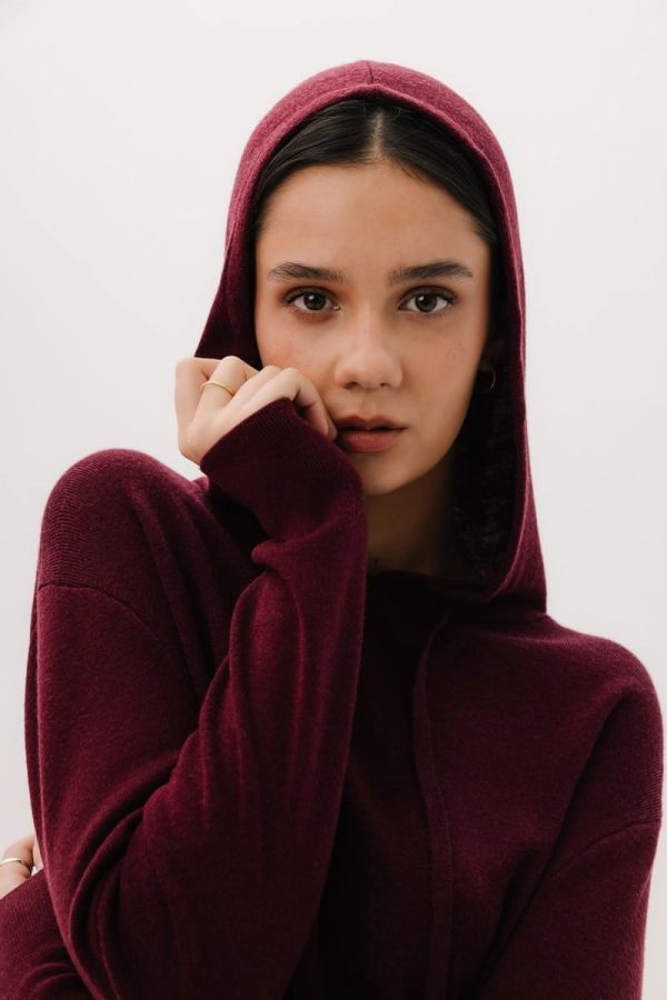 Bluza Merinowear z wełny merino, bordowa