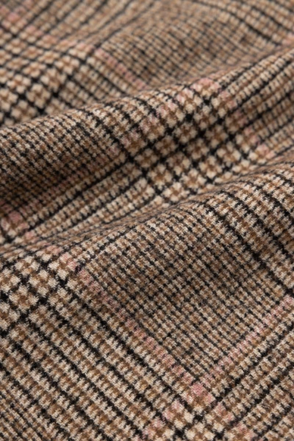 Spódnica Fable wełniana ołówkowa, beżowa kratka