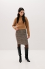 Spódnica Fable wełniana ołówkowa, beżowa kratka