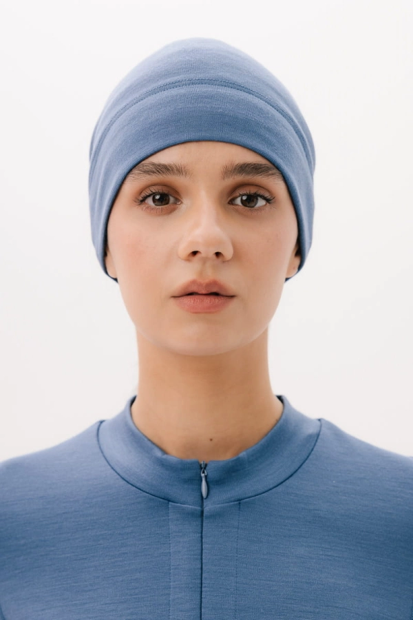 Extra Warm czapka sportowa jednowarstwowa wełniana, niebieska