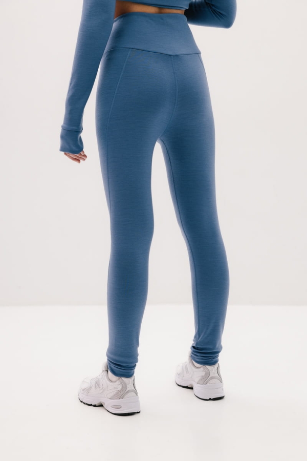 Extra Warm Trail legginsy sportowe wełniane, niebieskie