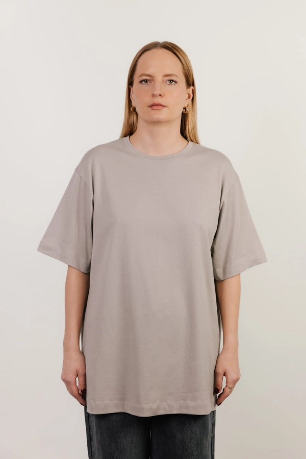 T-shirt oversize Breeze bawełna z algami, beżowy