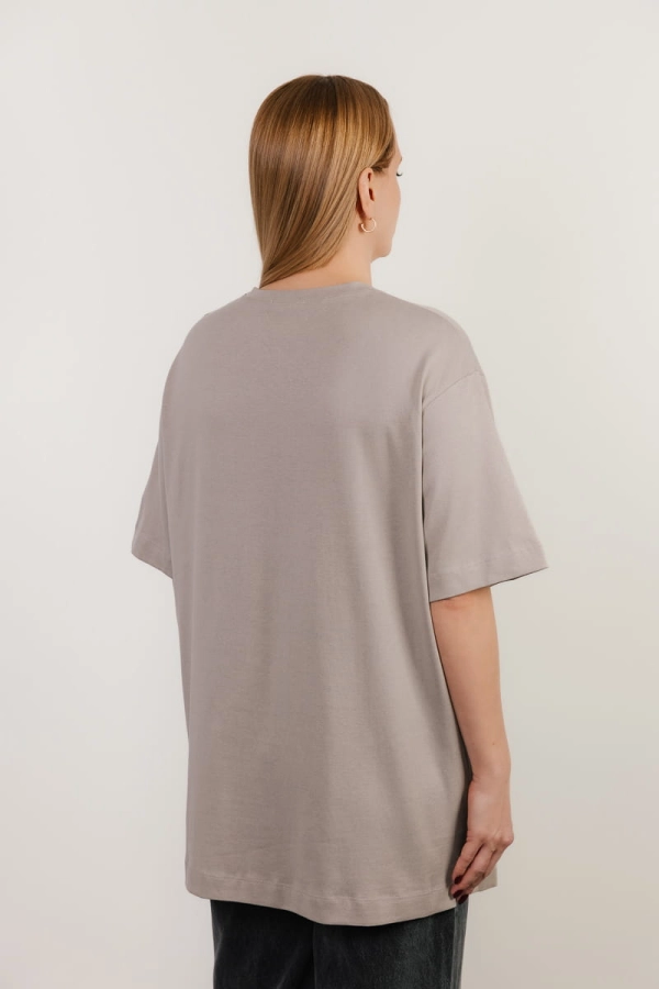 T-shirt oversize Breeze bawełna z algami, beżowy