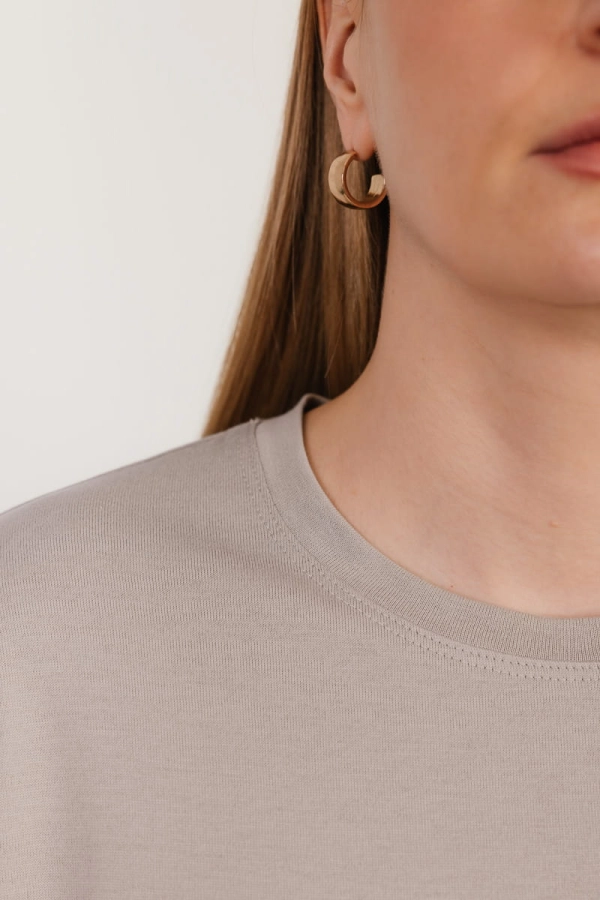 T-shirt oversize Breeze bawełna z algami, beżowy