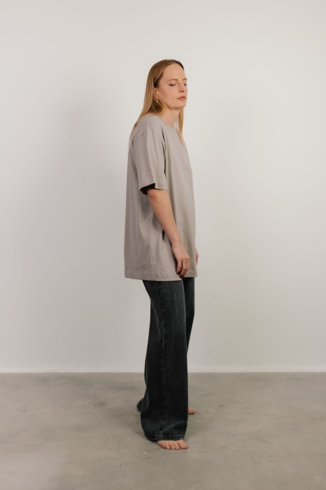 T-shirt oversize Breeze bawełna z algami, beżowy