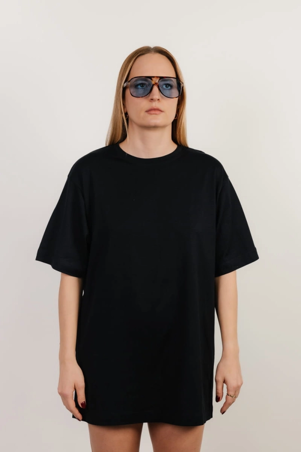 T-shirt oversize Breeze bawełna z algami, czarny