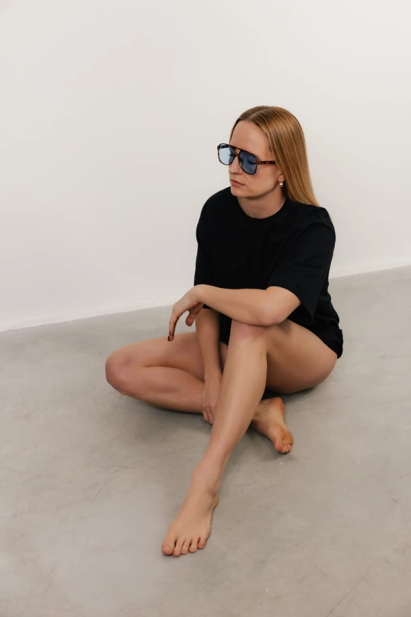 T-shirt oversize Breeze bawełna z algami, czarny