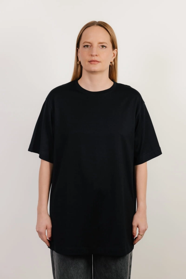 T-shirt oversize Breeze bawełna z algami, czarny