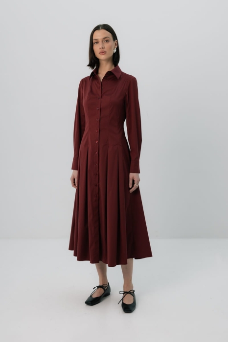 Sukienka szmizjerka Ruby bawełniana, bordowa