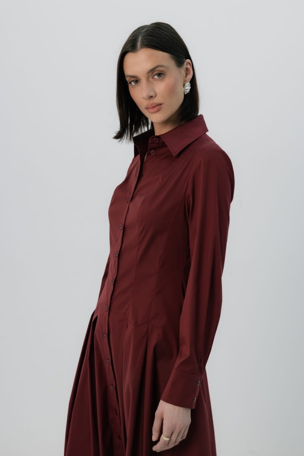 Sukienka szmizjerka Ruby bawełniana, bordowa