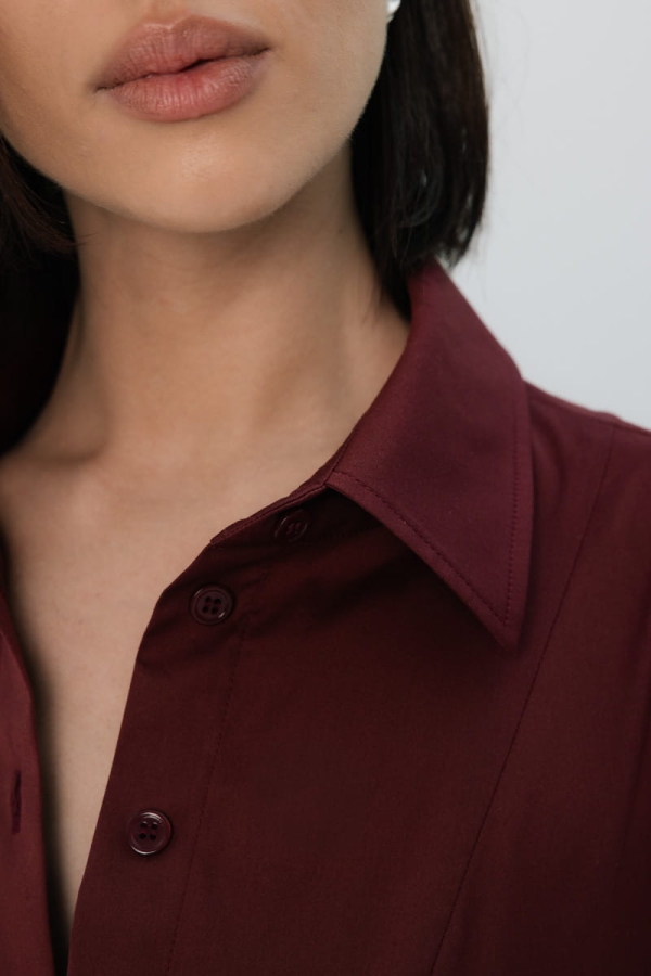 Sukienka szmizjerka Ruby bawełniana, bordowa