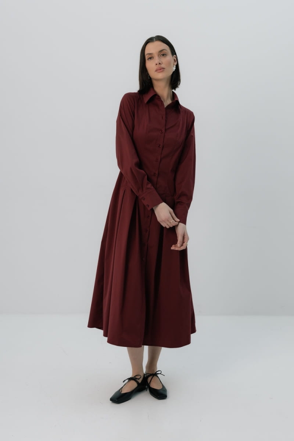 Sukienka szmizjerka Ruby bawełniana, bordowa