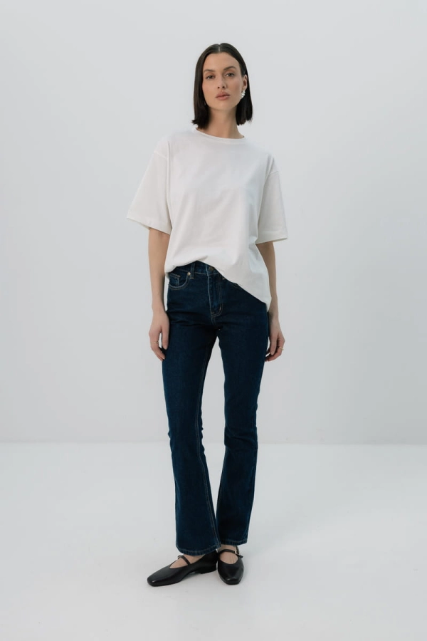 T-shirt oversize Breeze bawełna z algami, kremowy