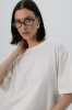 T-shirt oversize Breeze bawełna z algami, kremowy