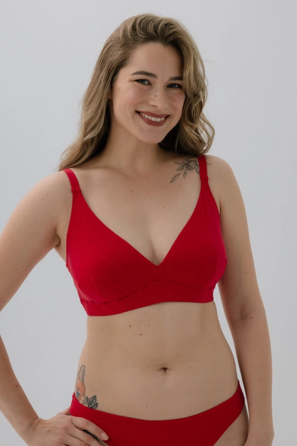 Stanik Embrace z bawełny organicznej, czerwony