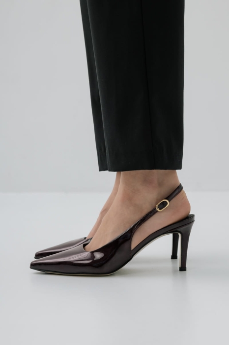 Szpilki z lakierowanej skóry Sage, bordowe