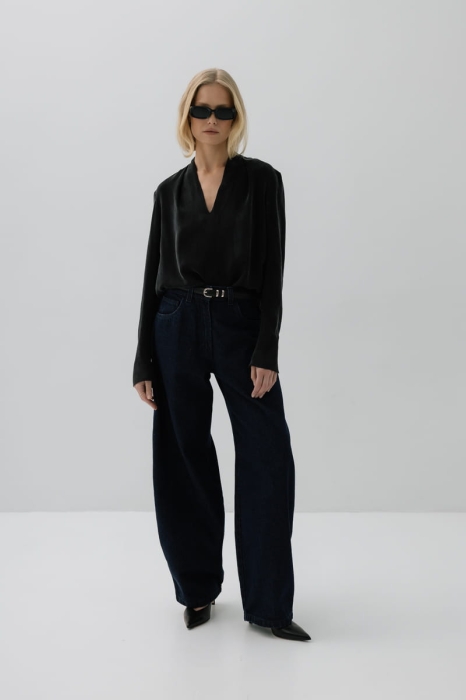 Bluzka Monroe z cupro, czarna