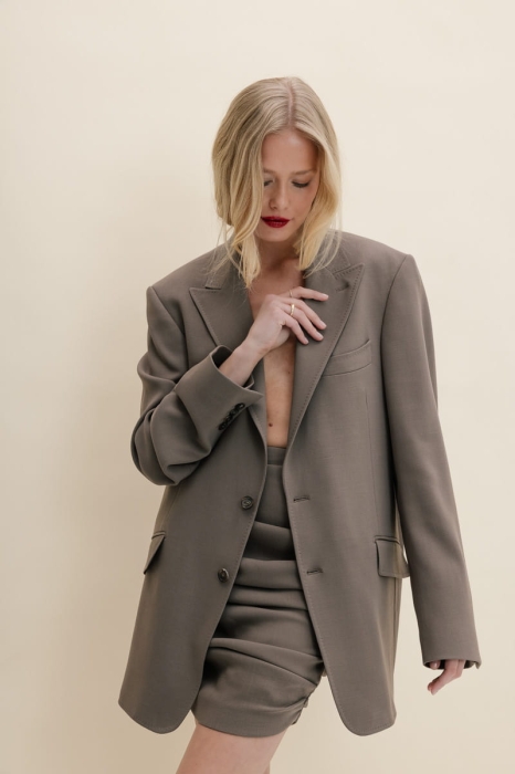 Marynarka wełniana oversize Main, taupe