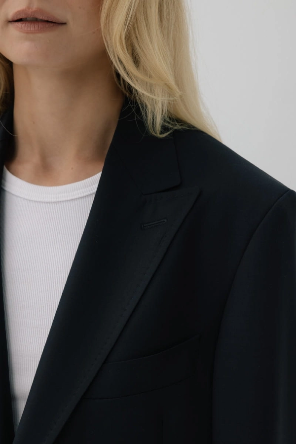 Marynarka wełniana oversize Main, granatowa