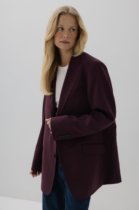Marynarka wełniana oversize Main, fioletowa