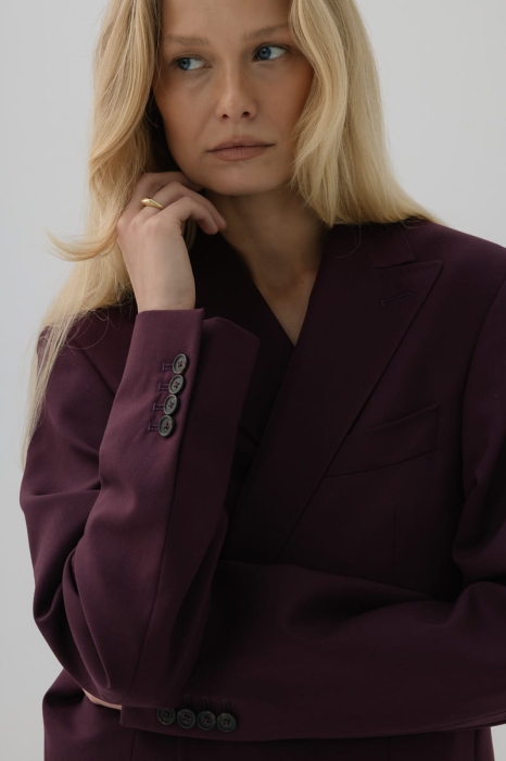 Marynarka wełniana oversize Main, fioletowa