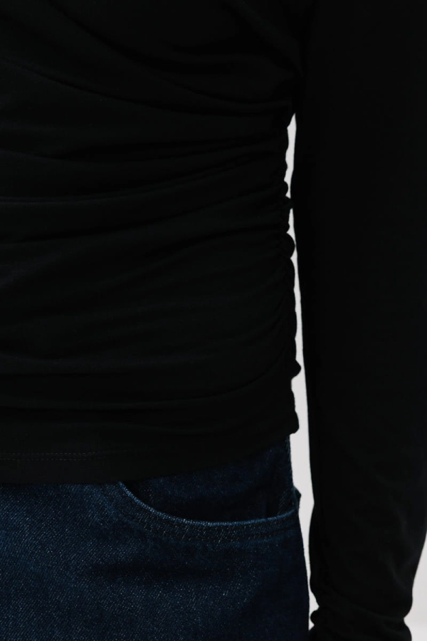 Bluzka Rey z marszczeniami, z bambusa, czarna