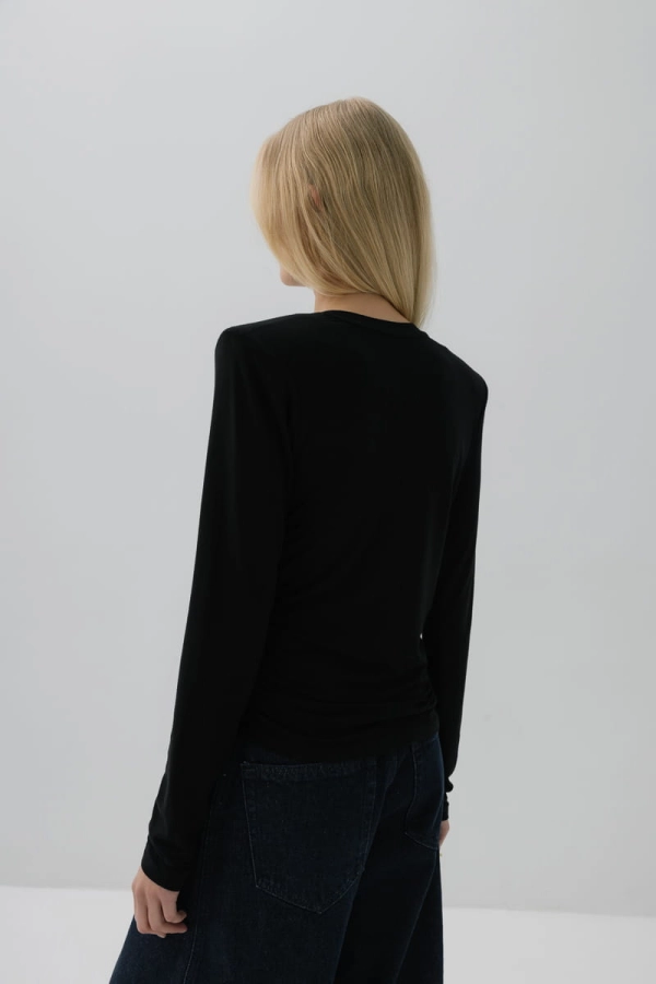 Bluzka Rey z marszczeniami, z bambusa, czarna