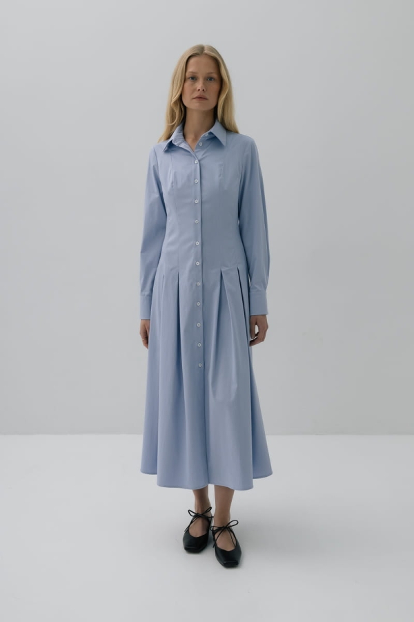 Sukienka szmizjerka Ruby bawełniana, niebieska