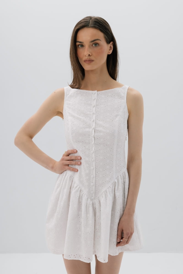 Sukienka bawełniana Boho, biała