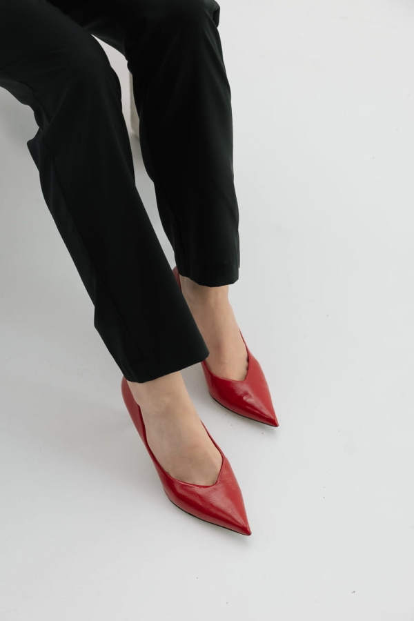 Szpilki skórzane Cherie, czerwone