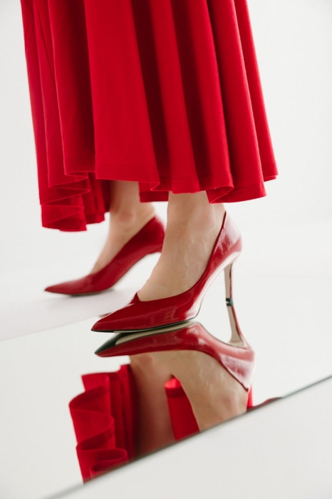 Szpilki skórzane Cherie, czerwone
