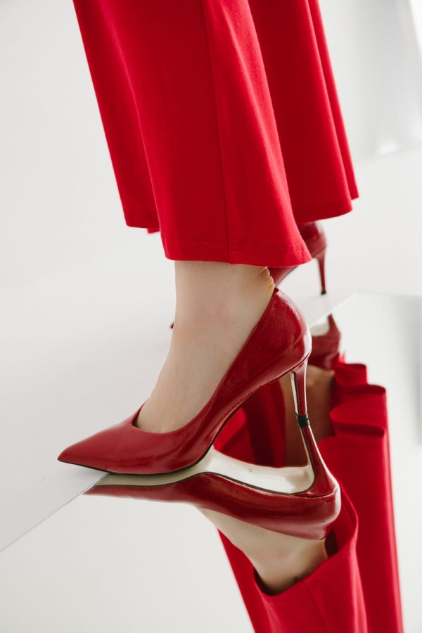 Szpilki skórzane Cherie, czerwone