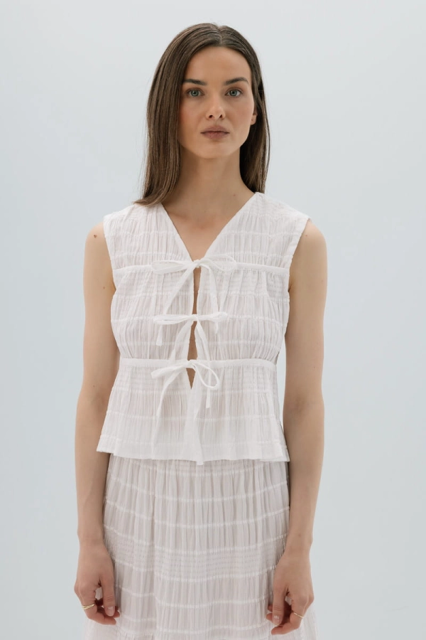 Bluzka bawełniana Wild, kremowa