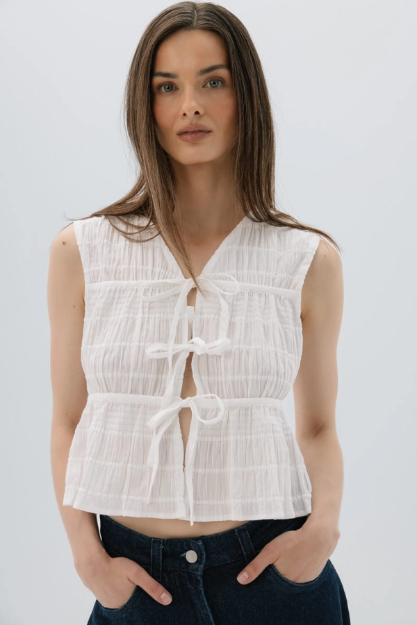 Bluzka bawełniana Wild, kremowa