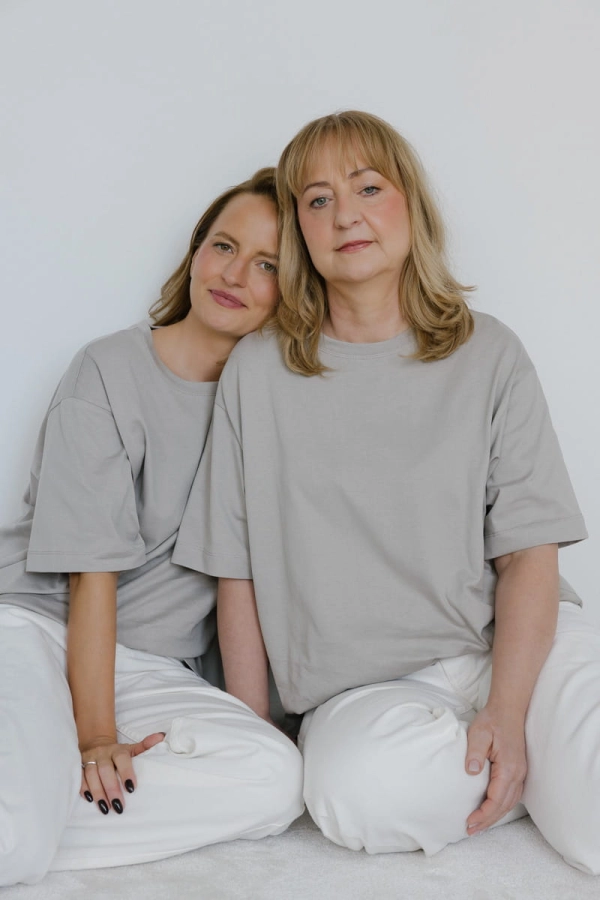 T-shirt oversize Breeze bawełna z algami, beżowy