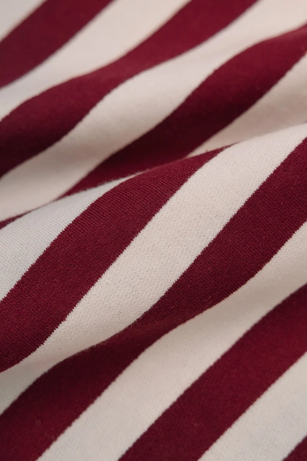 Bluza Polo Janey bawełniana, bordowo-kremowa w paski