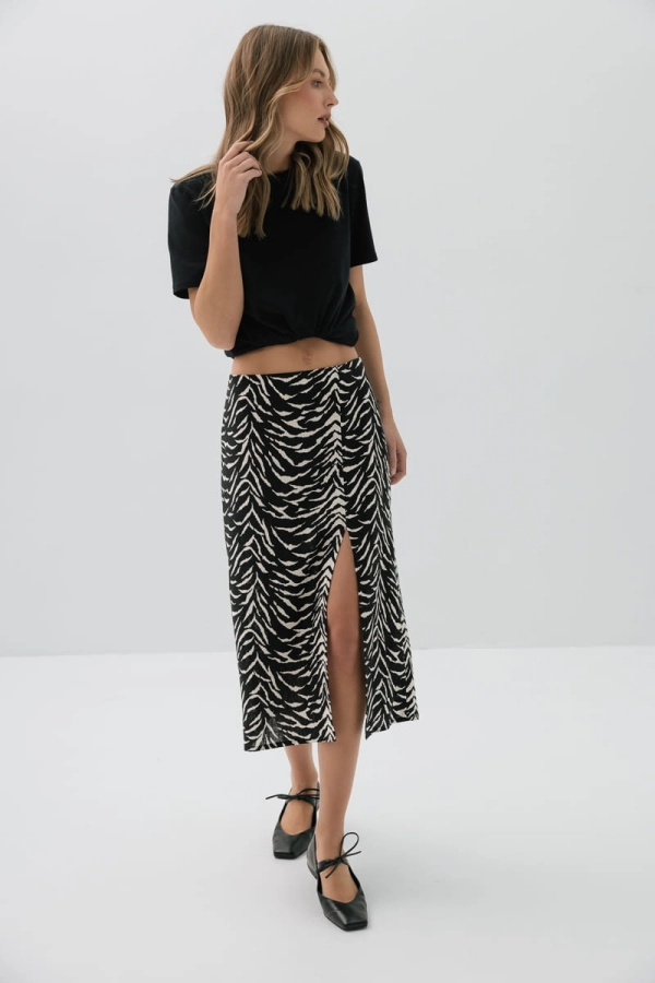 Spódnica Leonie wiskoza z lnem, zebra