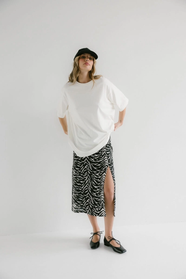 Spódnica Leonie wiskoza z lnem, zebra